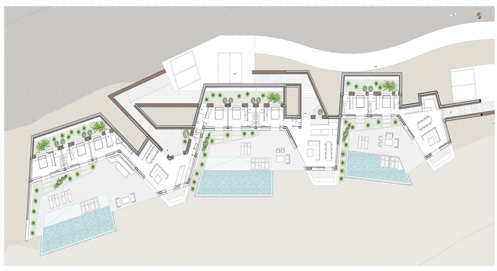 Skylines Estate site plan showing all three villas