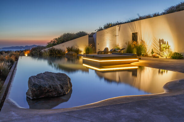 Pool reflections at dusk