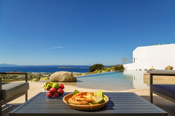 Outdoor dining table with sea view