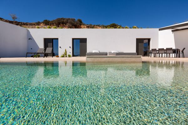 Infinity pool running the length of the villa