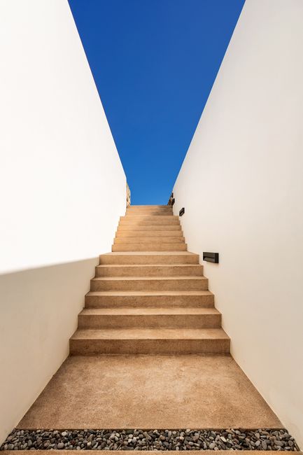 Stone stairway leading up to the entrance