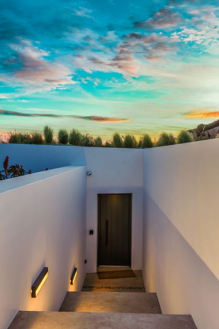 Entrance stairway at dusk