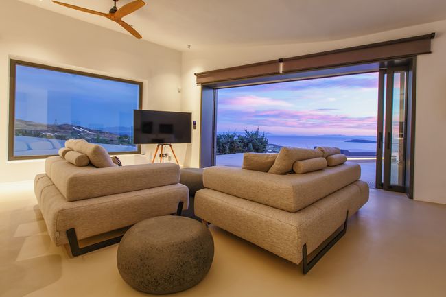 Living room at sunset